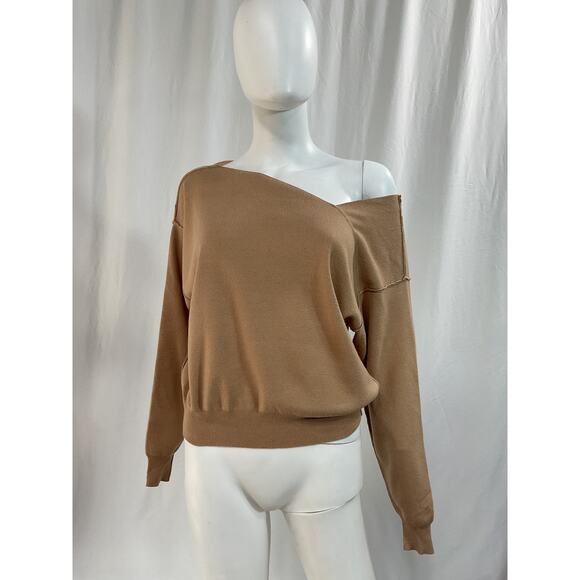 Line & Dot 'Favorite' Tan Off Shoulder Sweater Size S - Picture 2 of 5